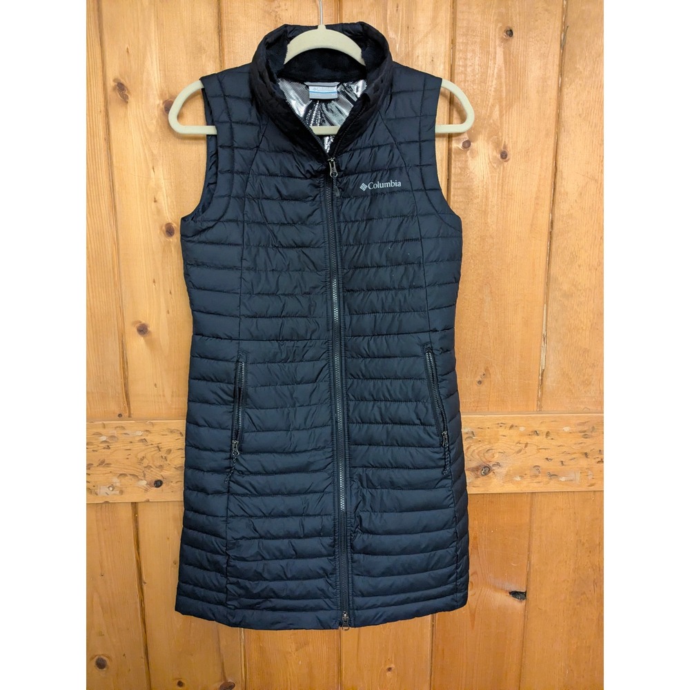 Columbia Powder Lite Mid Long Vest Black Omni-Heat Puffer XS XK0853